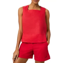 Deals 𧨠HOBBS LONDON Catriona Linen Top Coral Red β