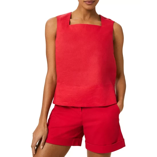 Deals 𧨠HOBBS LONDON Catriona Linen Top Coral Red β