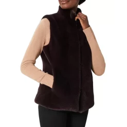 Hot Sale ❤️ HOBBS LONDON Verena Faux Fur Vest Aubergine ⭐