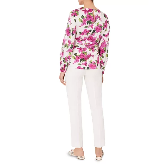 Flash Sale π― HOBBS LONDON Rosie Floral Print Belted Top Ivory Fuchsia β€οΈ - Image 2
