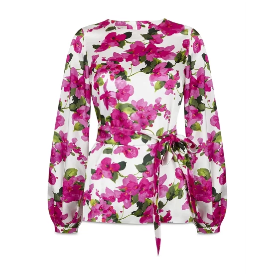 Flash Sale π― HOBBS LONDON Rosie Floral Print Belted Top Ivory Fuchsia β€οΈ - Image 3
