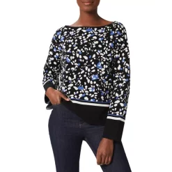 Cheap ✔️ HOBBS LONDON Delilah Printed Sweater Navy Multi 🥰
