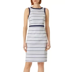 Best deal ❤️ HOBBS LONDON HOBBS Marianna Striped A-Line 👗 Dress Blue Ivory ✨