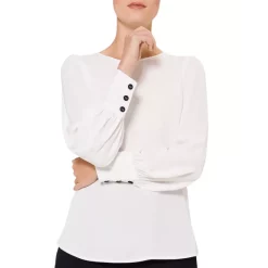 Top 10 ⌛ HOBBS LONDON Kate Blouson Sleeve Top Ivory ✨