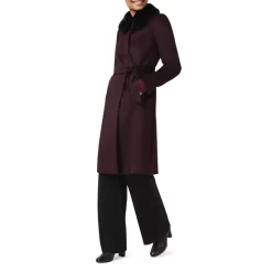 Best deal ⭐ HOBBS LONDON Edeline Faux Fur Collar 🧥 Coat Wine 🧨