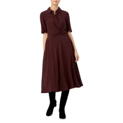 Buy 👏 HOBBS LONDON Maya Twist-Front 👚 Shirt 👗 Dress Mulberry ⌛