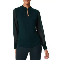 Budget 🎁 HOBBS LONDON Margo Split Neck Top Pine Green 😀