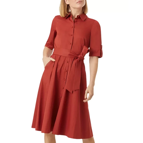 Promo β HOBBS LONDON Tyra Belted Sateen π Shirt π Dress - 100% Exclusive Rust βοΈ