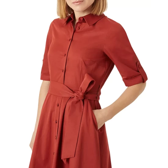 Promo β HOBBS LONDON Tyra Belted Sateen π Shirt π Dress - 100% Exclusive Rust βοΈ - Image 4