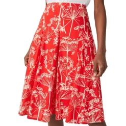 Budget 😉 HOBBS LONDON Melina Cotton Pleated 👗 Skirt Coral Red 🎉