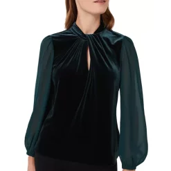 Cheapest 😉 HOBBS LONDON Faye Velvet Keyhole Top Evergreen ⌛