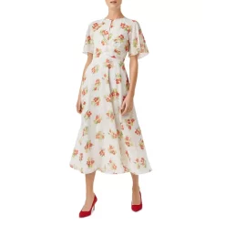 Brand new ⌛ HOBBS LONDON Savannah Floral Midi 👗 Dress Ivory Multi 🛒