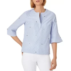 Best deal ❤️ HOBBS LONDON Acacia Floral Embroidered Top Blue/white 🔔