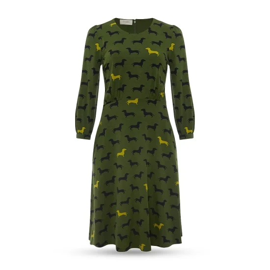 Budget ๐ฅฐ HOBBS LONDON Etty ๐ฆฎ Dog Print Jersey ๐ Dress Mid Fern Green ๐ฏ - Image 6