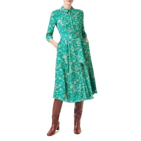 Top 10 π HOBBS LONDON Lillian Printed π Shirt π Dress Meadow Green β