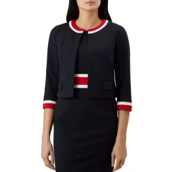 Cheap 🌟 HOBBS LONDON Annabel Cropped Jacket Navy Red 🔔