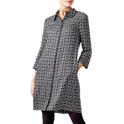 Promo 🛒 HOBBS LONDON Aubery Geometric Print 👕 Shirt 👗 Dress Navy Multi 🔔