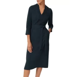 Buy ✔️ HOBBS LONDON Isobel Pintucked Belted 👗 Dress Dark Pine 🔥