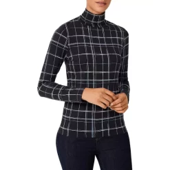 Promo 🧨 HOBBS LONDON Mischa Plaid Turtleneck Top Navy Ivory 🥰