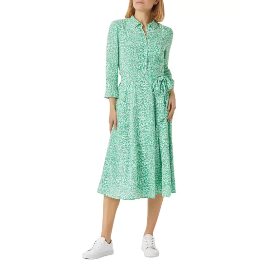Buy ๐คฉ HOBBS LONDON Frederica Belted ๐ Shirt ๐ Dress Green Multi โญ
